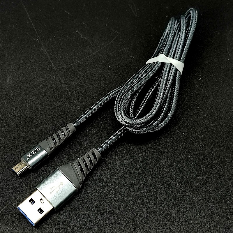 Шнур USB 5A штекер micro B 5pin – штекер A 1,0м серый (нейлон)