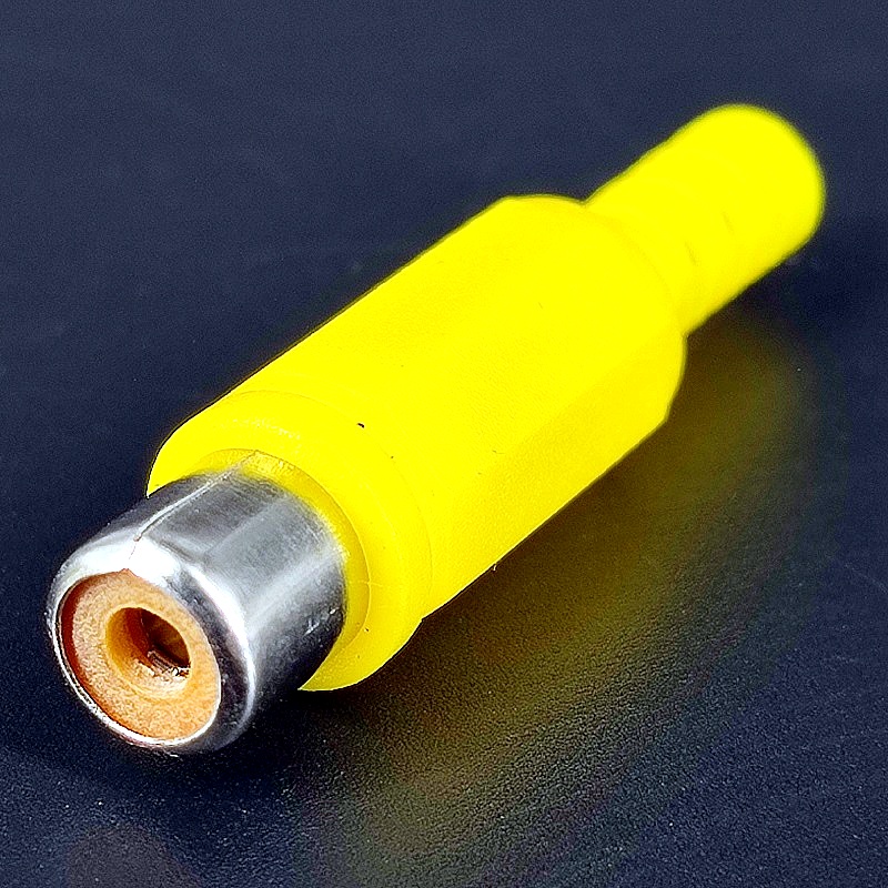 Гнездо RCA пластик на кабель под пайку желтое