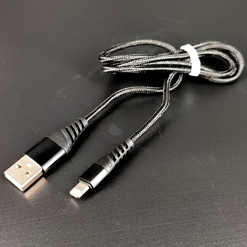 Шнур USB штекер A – штекер iPhone 5S 1,0м черный (нейлон)