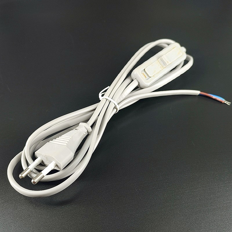 Шнур-удлиннитель сетевой с выключателем для бра, серый, 1.9м “Feron”