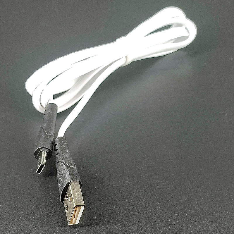Шнур USB штекер А – штекер Type-C 1,0м белый, кабель плоский