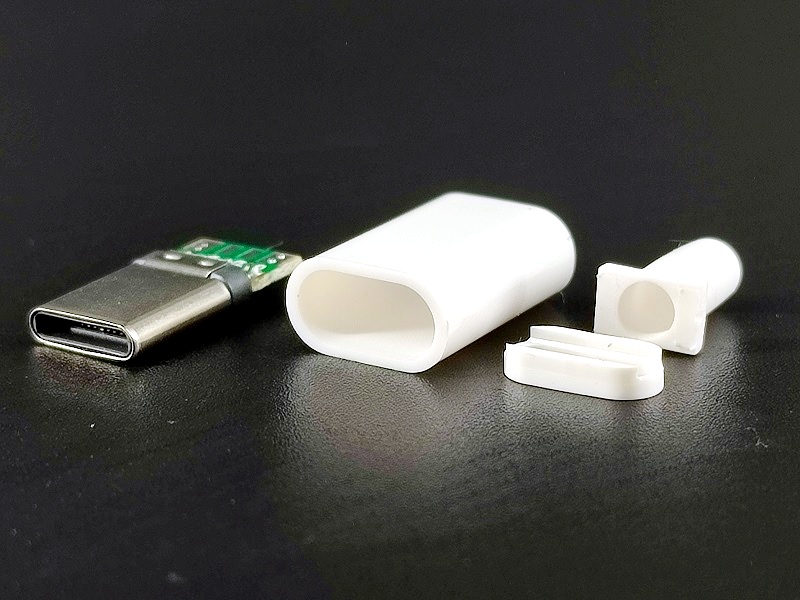 Штекер Type-С 3 №103 под пайку на кабель, белый