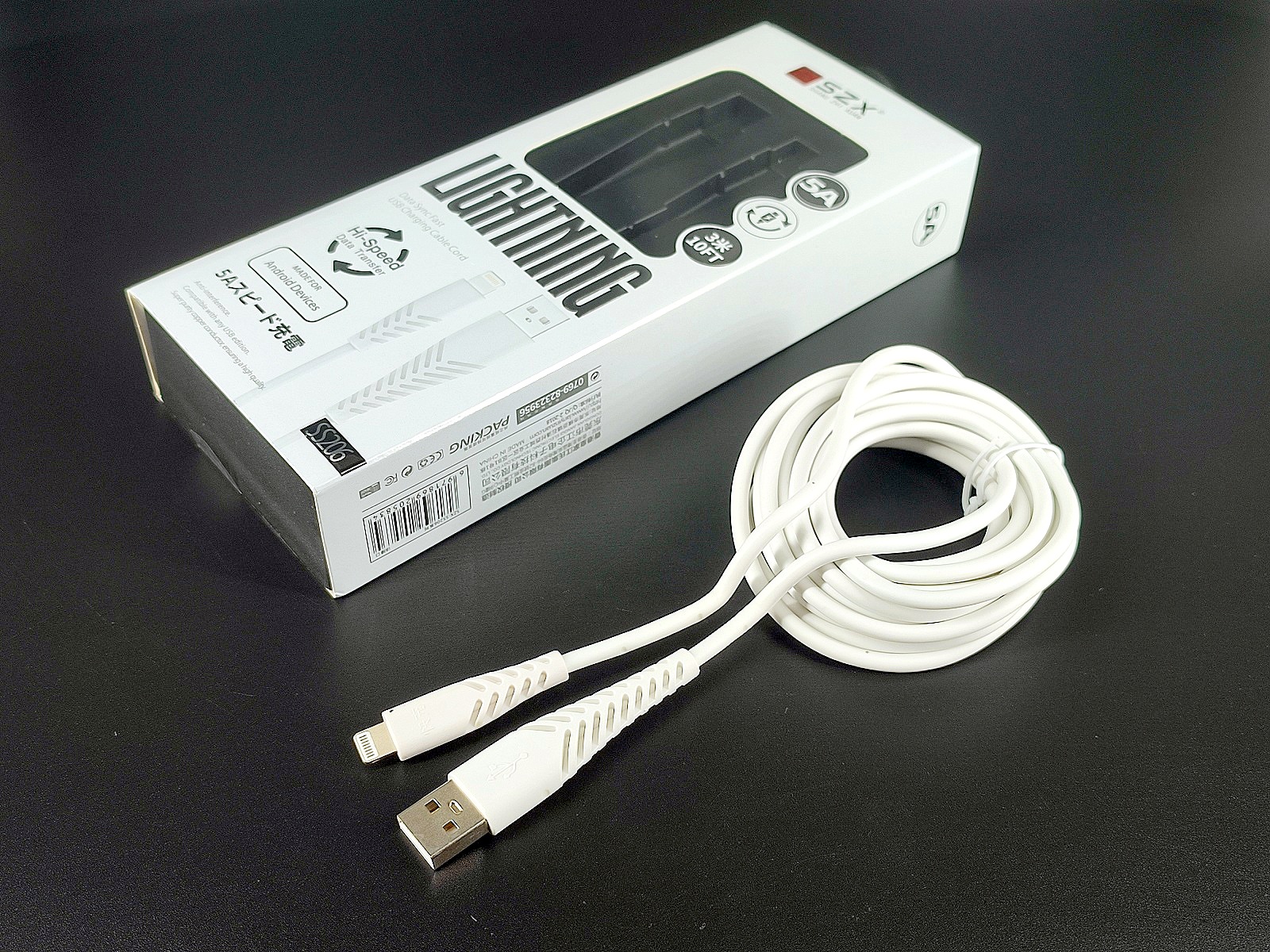 Шнур Apple Lighting штекер — USB-A штекер Fast Data Cable, 3,0м, белый