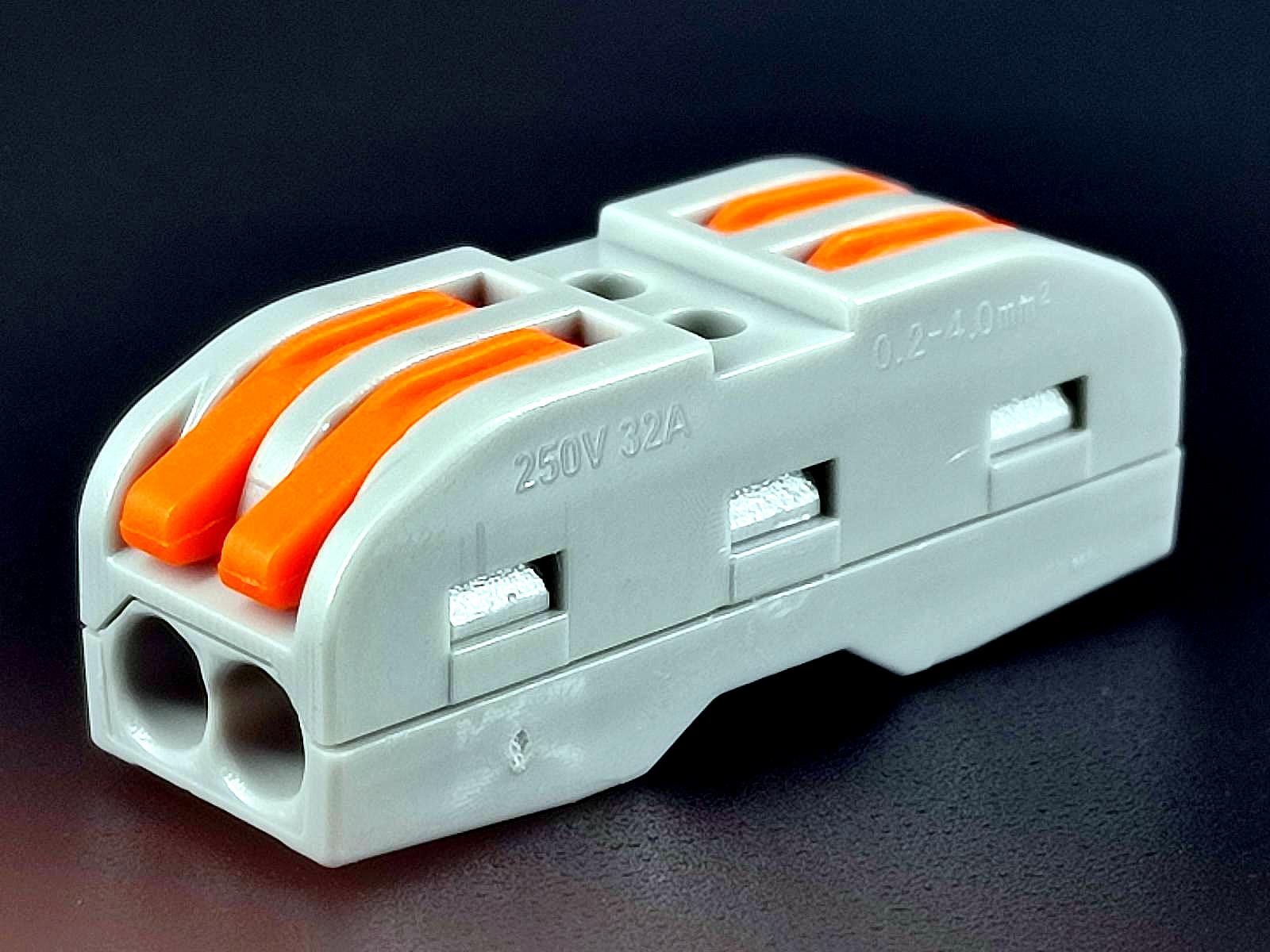 Строительно-монажная клемма с рычажками проходная 2-проводная двусторонняя General (0,08-4,0 мм2)